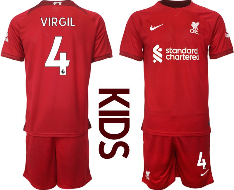 Youth 2022-2023 Club Liverpool home red #4 Soccer Jersey->youth soccer jersey->Youth Jersey